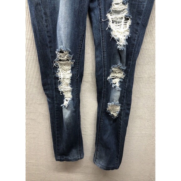 Machine Juniors Jeggings Size 9 Factory Destroyed Dark Wash - Picture 4 of 16